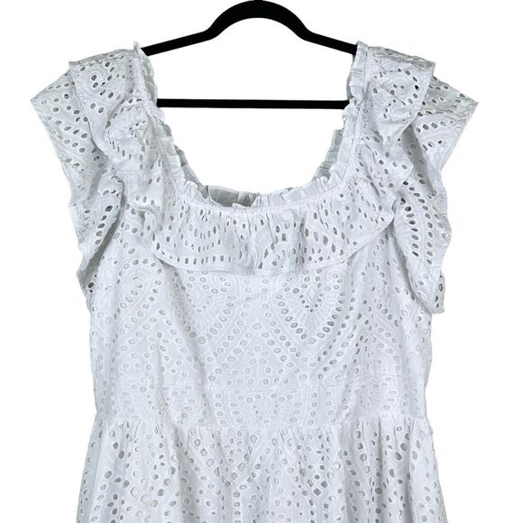Ryegrass NWT Embroidered Eyelet Dress Sz 1X White Flare Ruffle Cottagecore Boho - Picture 7 of 10